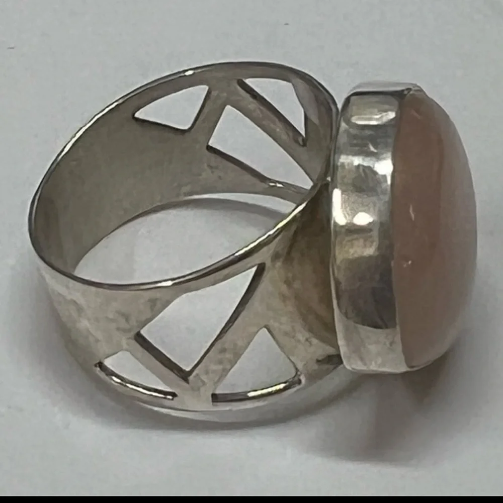 Vintage Jay King Sterling Signed DTR Navajo Old Pink Rose Quartz Ring